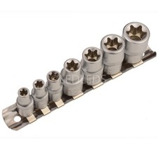 SERIE 7 BUSSOLE TORX  FEMMINA 1/4  3/8 E6 E7 E8 E10 E12 E14 E16 CROME VANADIUM