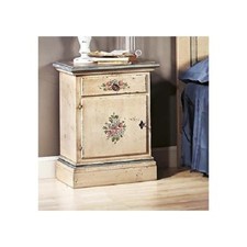COMODINO LEGNO CASSETTIERA DECORATO A MANO DIPINTO ANTICATO COUNTRY COLLECTION