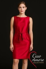 Abito Fiori di Zucca Rosso 100% Seta Taglia 10 (M) – Designer Italiano Elegante Cockte