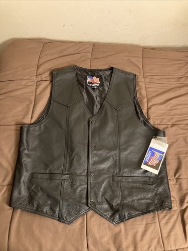Gilet pelle usa navy big - in,