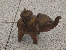 ELEFANTE INCENSIERE in metallo (RAME e OTTONE) India soprammobile da collezione