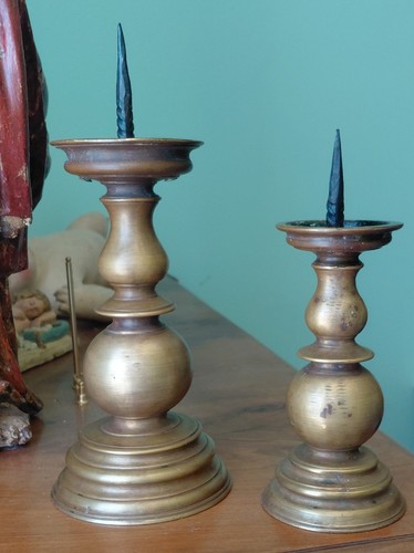Coppia antichi candelieri - coppia, di