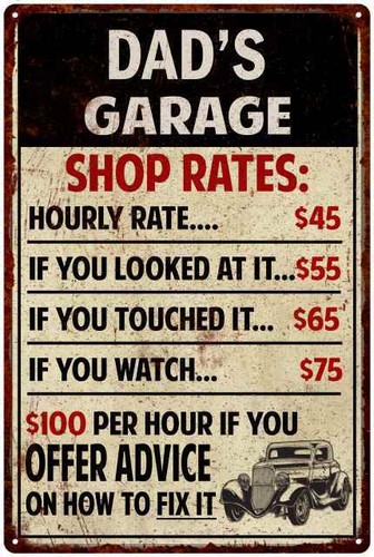 Insegna tariffe negozio - insegna, garage