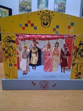 TEATRINO VINTAGE COMPLETO DI 5 MARIONETTE-DOPPIA SCENA IN LEGNO ORIGINALE V.FOTO