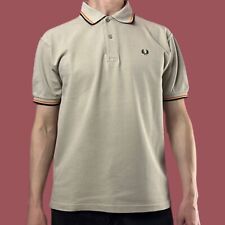 Polo Fred Perry vintage uomo doppio tripped - M beige/grigio maglietta casual