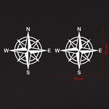 Kit 2 Adesivi Bussola Rosa dei Venti Decalcomania Auto Moto PrespaziatI