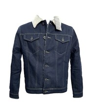 Giubbino uomo jeans scuro con pelo bianco interno HELIOS mod. HEL018