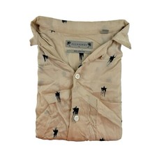 Allsaints Nude Tan Starburn S/S viscosa uomo bottoni davanti vestibilità rilassata taglia M