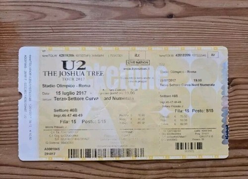 Biglietto ticket the joshua - u2,