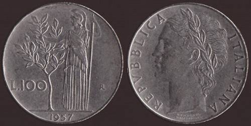 100 lire 1957 minerva italia - 100,