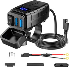 Presa USB per Moto, Impermeabile, Doppia Presa USB Con Interruttore E Misuratore