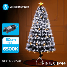 Albero di Natale in fibra ottica 60cm 55 led 6500K luce fredda bianca -rami folt