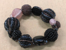 BRACCIALE PERLINE VETRO MARRONE NERO ANTRACITE ROSA BRACCIALETTO ELASTICO H 2,3