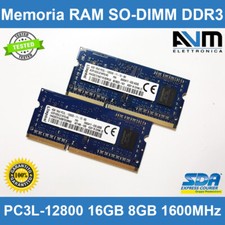 Memoria RAM DDR3 SODIMM Low Voltage PC3L-12800 1600MHz 8GB 4GB x notebook Laptop