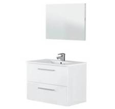 Mobile Bagno Sospeso 80 Cm CON LAVABO e SPECCHIO Bianco Laccato - Aruba 94613