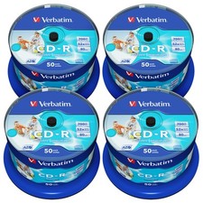 200 CD-R Verbatim PRINTABLE no ID Print STAMPABILI 700MB 52x 80 Min Cake 43438