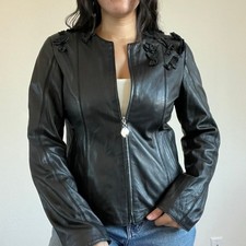 Giacca donna pelle nappa nera