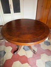 TAVOLO ROTONDO DIAMETRO CM. 120 ALLUNGABILE CON INTARSI E GAMBA CENTRALE