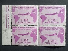 Repubblica 1961 - Quartina Gronchi Rosa bordo di foglio, certificata