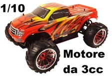 RK Radio Kontrol - Monster Truck 4wd 1/10 a scoppio 3cc montata con radiocomando