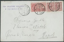 1918 ITALIA MILITARE 1° VOLO COPERTINA PER NAPOLI, SCRITTA DAL PILOTA DELLA 133° SQUADRA