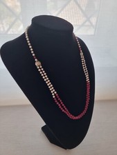 collana perle naturali e radice di rubino Montata In argento 60cm di lunghezza. 