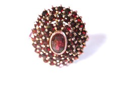 Anello In Argento 900 Placcato Oro Con Granato, 5,92 G