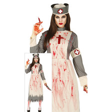 COSTUME VESTITO INFERMIERA ZOMBIE TRAVESTIMENTO PER ADULTI HALLOWEEN CARNEVALE