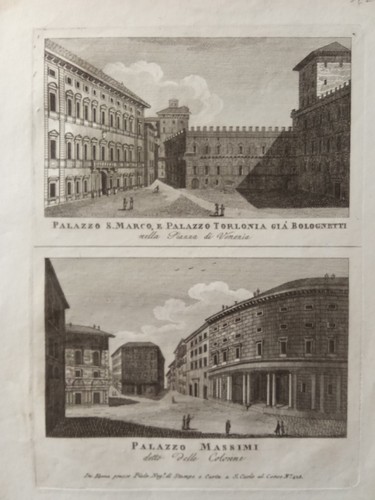 Incisione rame rome palazzo - incisione,