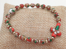 BRACCIALETTO CLOISONNE ELASTICO - PERLINE E CROCE