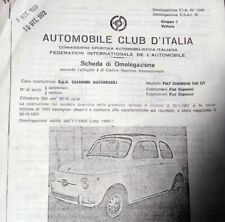 FIAT GIANNINI 590 GT COPIA SCHEDA OMOLOGAZIONE DA ORIGINALE DELL'EPOCA (385)