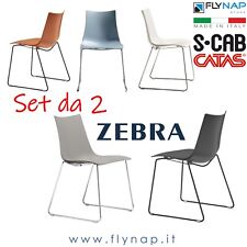 SCAB DESIGN SET DA 2 SEDIE SEDIA CASA CUCINA BAR LIVING ZEBRA TELAIO A SLITTA