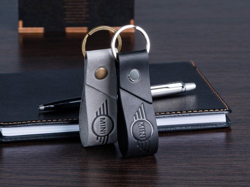 Mini cooper leather keyring - leather,