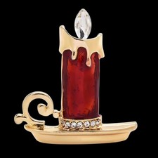 Spilla cerimonia candela smaltata colore oro