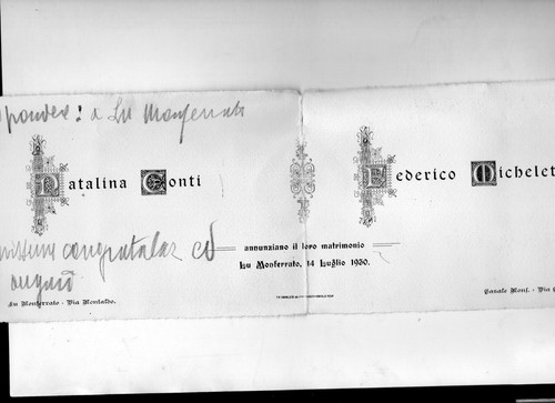 Biglietto nozze 1930 lu - ,