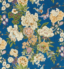 TENDA SANDERSON TESSUTO DESIGN IMPERATORE PEONIA 3,5 METRI ERBE BLU/AMBRA LINO