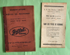 GILLET HERSTAL 400 cc 4 T.L / notice nomenclature des piéces de rechange 1931