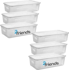 Set 6 scatole portaoggetti con coperchio 5L scatola in plastica scatola impilabile scatola da scaffale