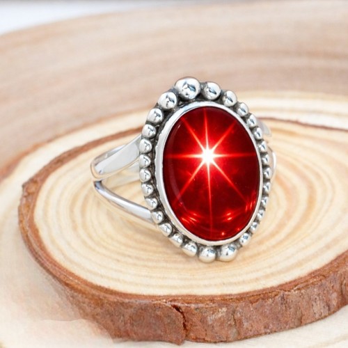 Zaffiro stella rossa anello - rossa,,
