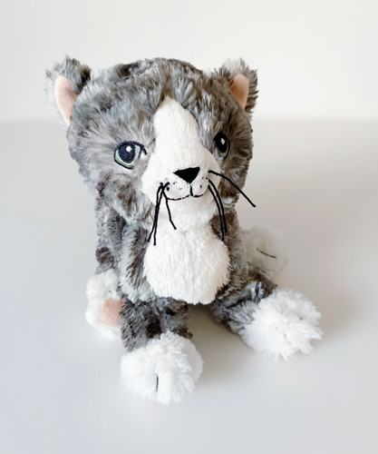 Peluche doudou chat blanc rose - chat,