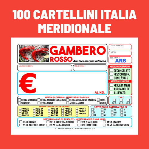 100 cartellini pescheria - 100, cartellini 