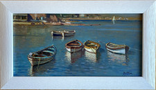 GIACOMO VACCARO - BARCHE - Olio su Tavola cm 20x40 - Marina - CON CORNICE