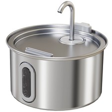 PawHut Fontana per Gatti da 2.5L con Luce LED 19.4x19.4x18.7 cm, Argento