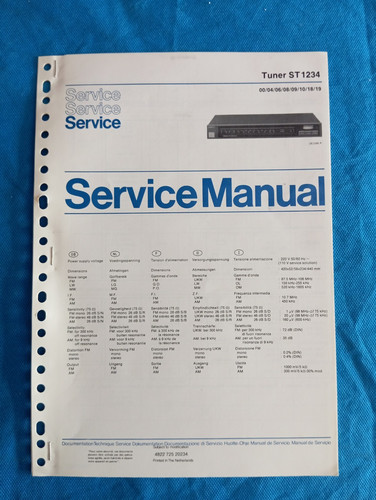 Philips st1234 tuner service - philips,