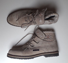 RENÉ DERHY stivaletti bassi in camoscio panna con pelo calzano 37 pelle donna