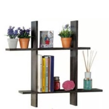 Mensola da parete in legno Nera moderna appendere muro 6 ripiani mensole