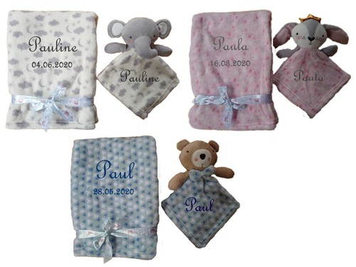 Coperta neonato ricamata con