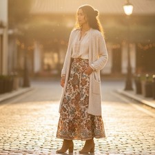 Maglione cardigan donna panna lungo ciglia aperte davanti Massimo Dutti taglia media