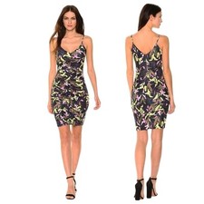 Abito donna GUESS Onya increspato bodycon nero taglia small senza maniche mini 