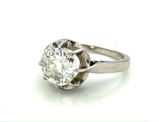 Magnifico Anello IN Platino - Solitario Antico IN Diamante 1,50 Carati - 4,26 G